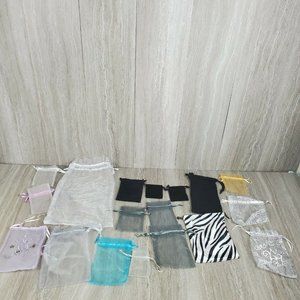 DRAWSTRING Mesh Bags Jewelry Party Wedding Candy Gift LOT OF 17 Assorted